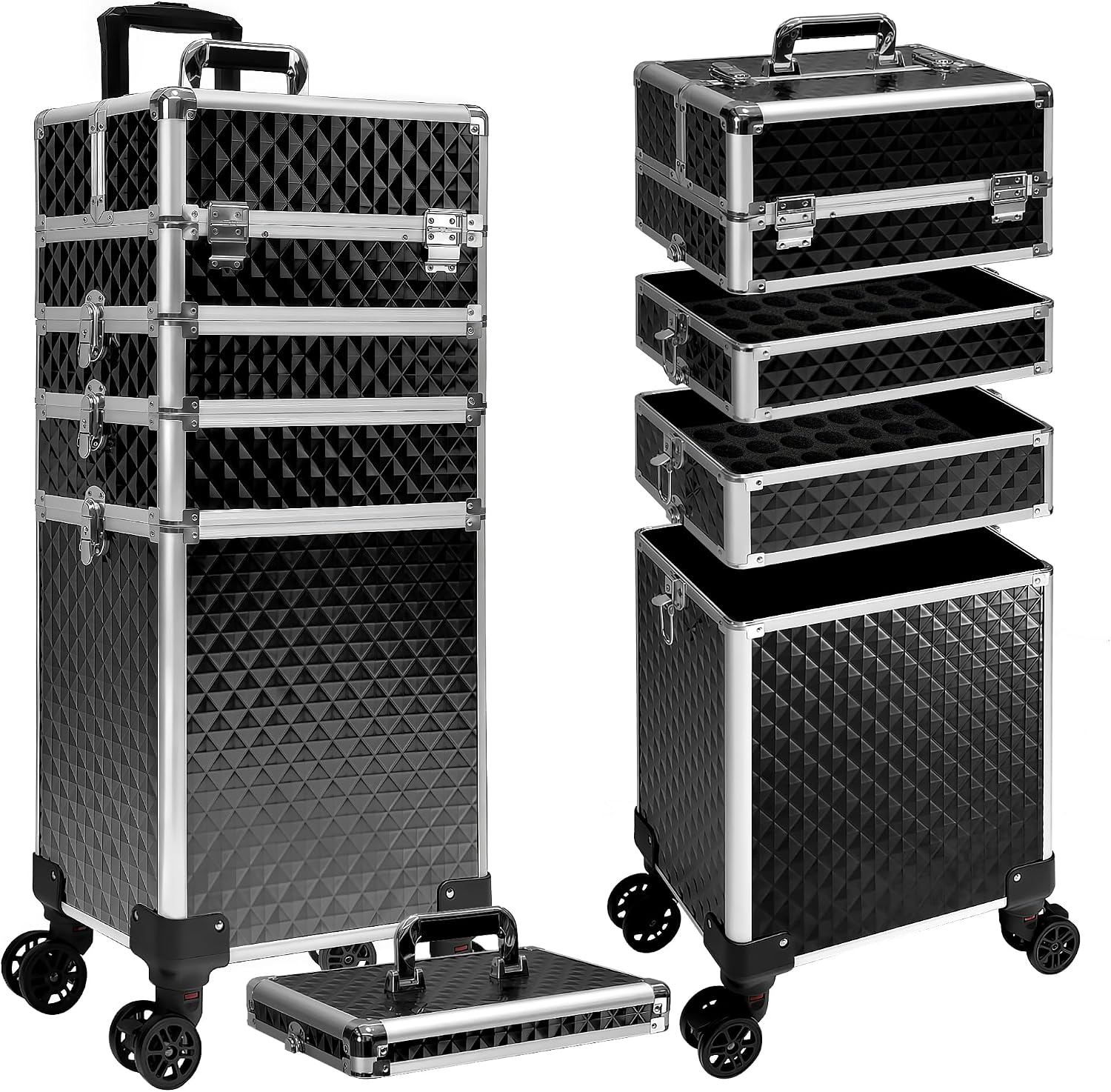 Luggage - Rollender Make-up-Koffer, Kosmetik-Trolley-Gepäckbox, Aufbewahrungsorganizer für Salon-