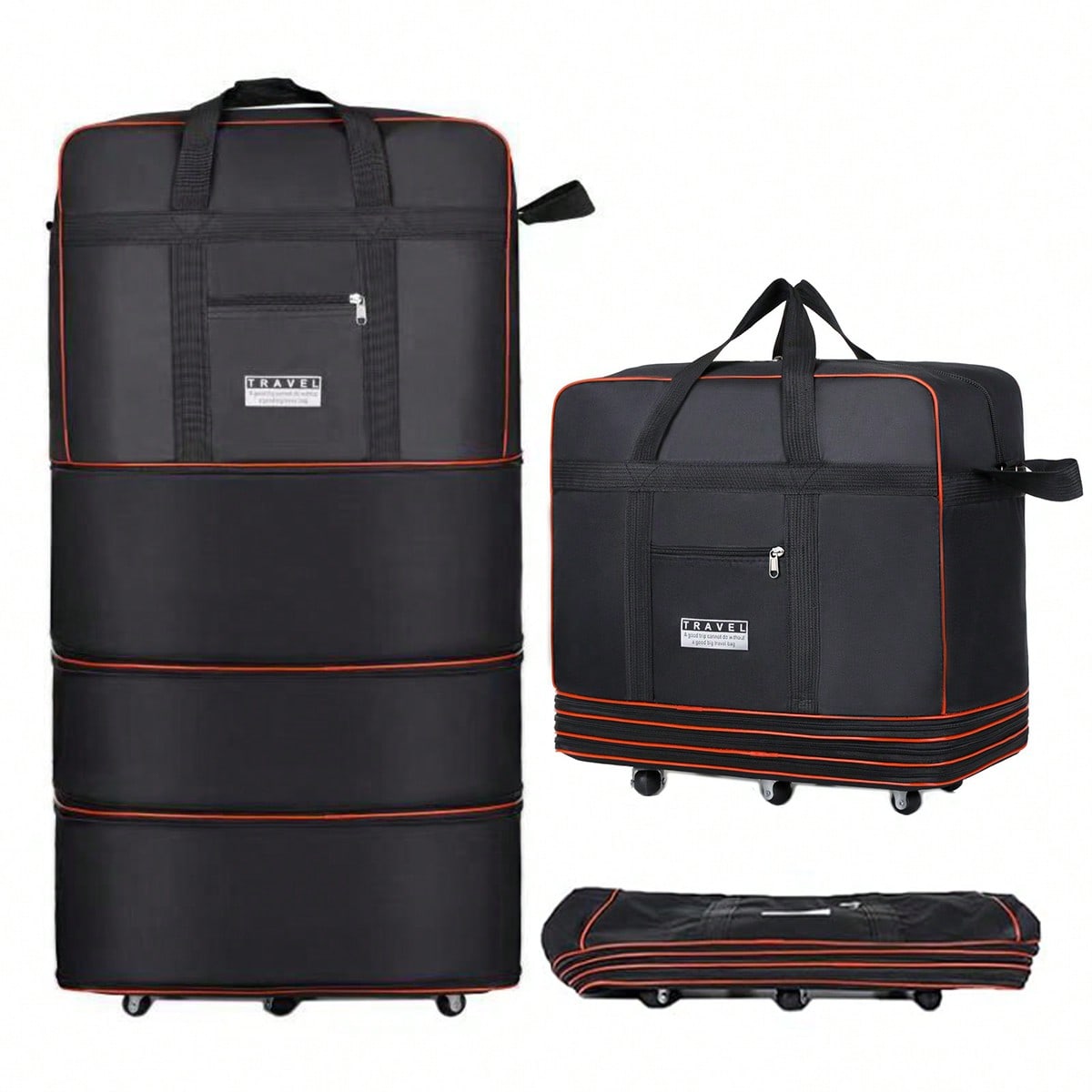 Schwarze, zusammenfaltbare Rei – Foldable Rolling Luggage Bag Bewertung und Preis