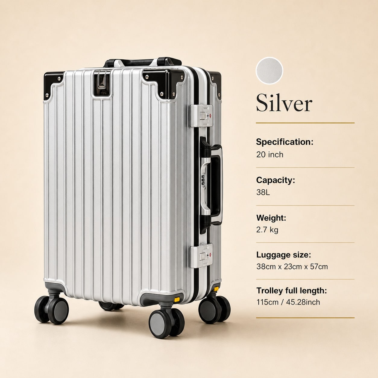 20-Zoll-Handgepäck, flugzeugta – Aluminum Frame Carry On Luggage Bewertung und Preis